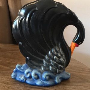 Black swan vase. Vintage 1970s